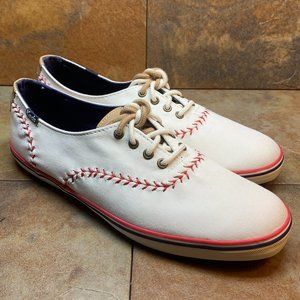 Keds Womens 52476M White Comfort Lace Up Low Top Baseball Shoes Size 8
